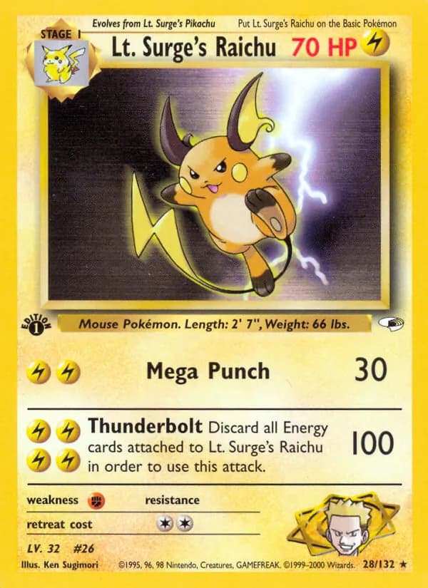 Lt. Surge's Raichu 28/132, Gym Heroes