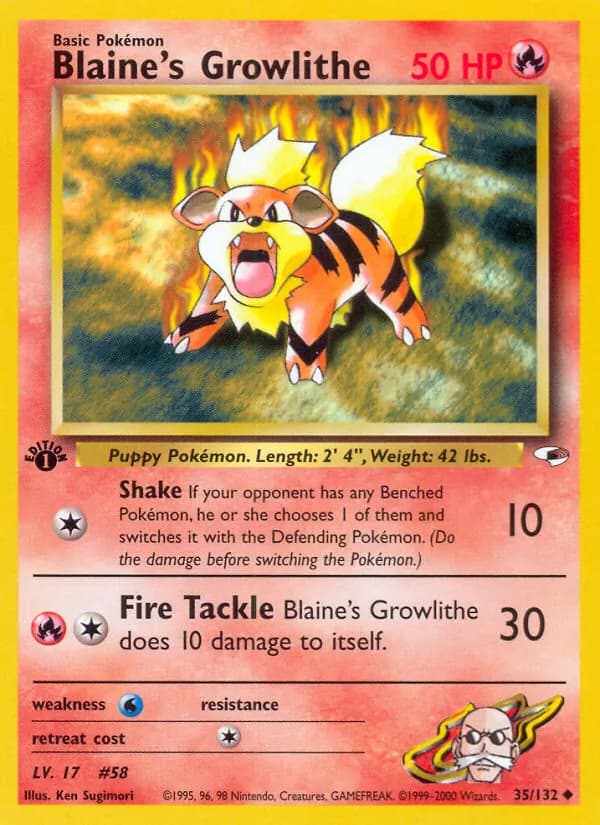 Blaine's Growlithe 35/132, Gym Heroes