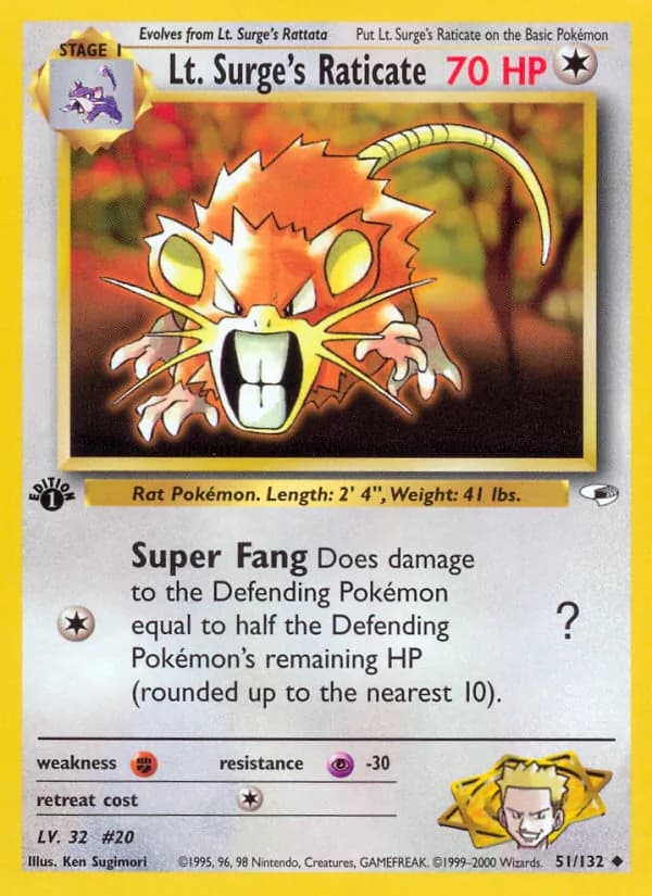 Lt. Surge's Raticate 51/132, Gym Heroes