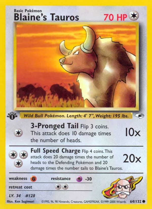 Blaine's Tauros 64/132, Gym Heroes