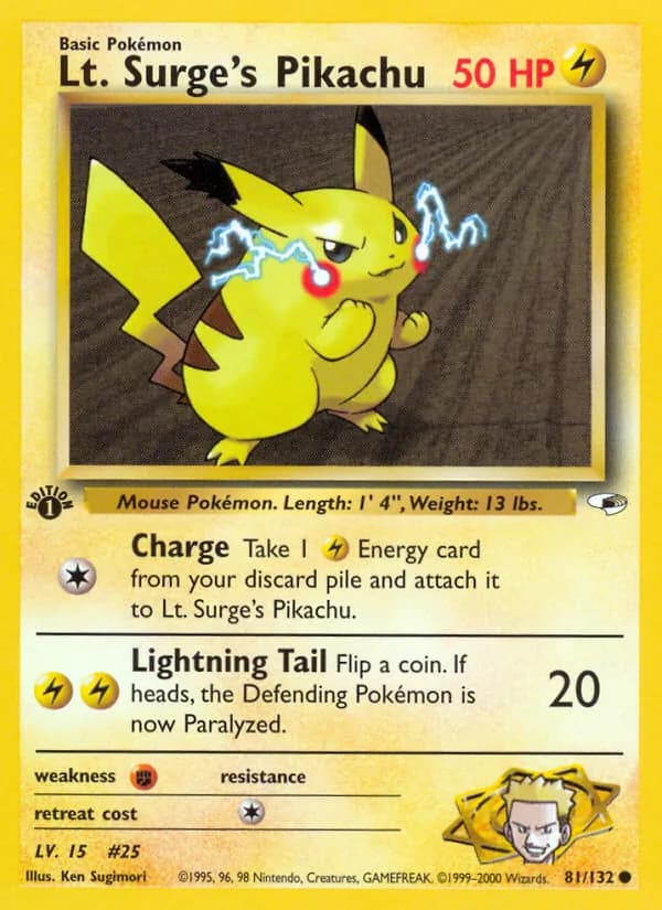 Lt. Surge's Pikachu 81/132, Gym Heroes
