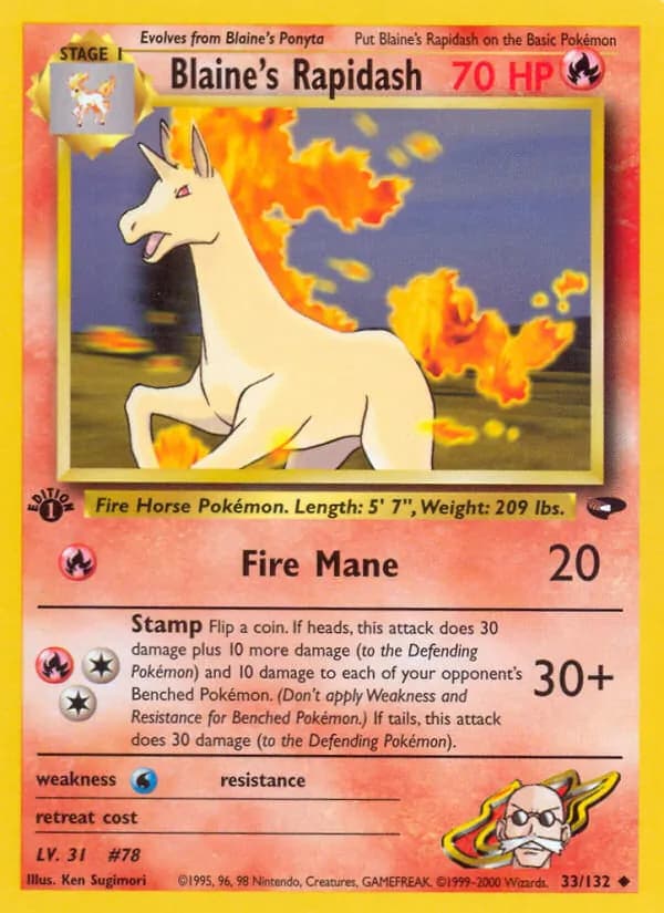 Blaine's Rapidash 33/132, Gym Challenge