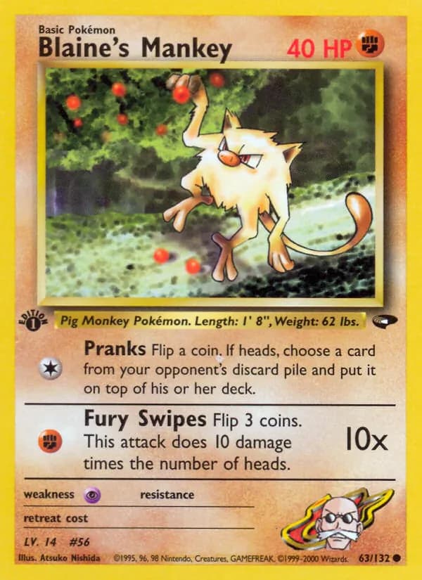 Blaine's Mankey 63/132, Gym Challenge