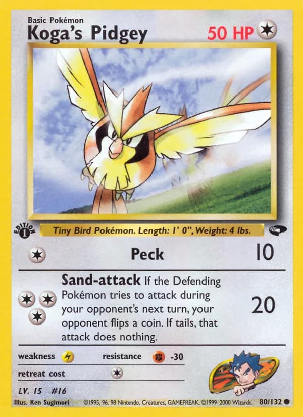 Koga's Pidgey 80/132, Gym Challenge