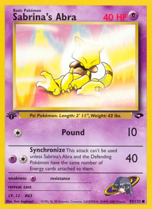 Sabrina's Abra 93/132, Gym Challenge