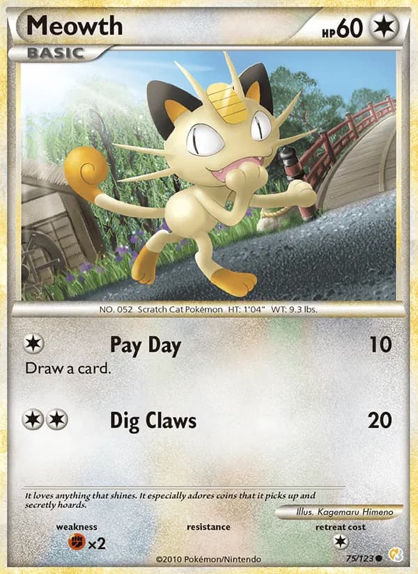 Meowth 75/123, HeartGold SoulSilver