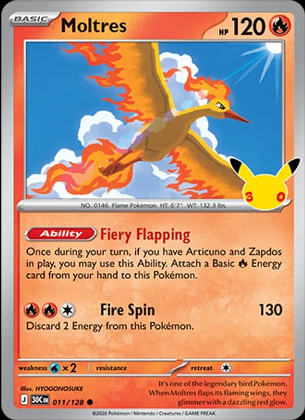 Moltres 011/128, 30th Celebration