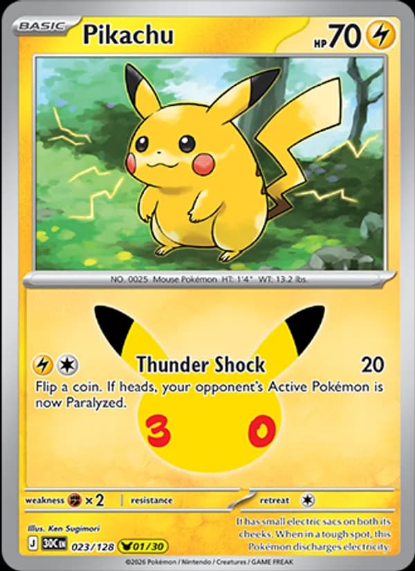 Pikachu 023/128, 30th Celebration