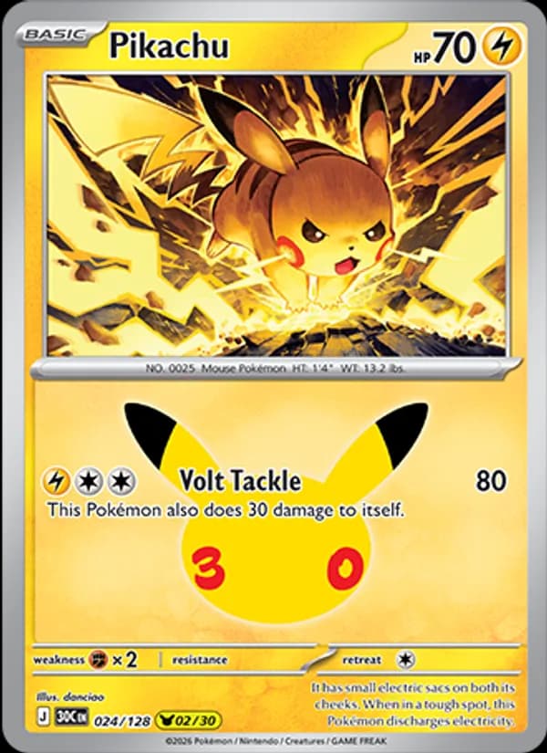 Pikachu 024/128, 30th Celebration