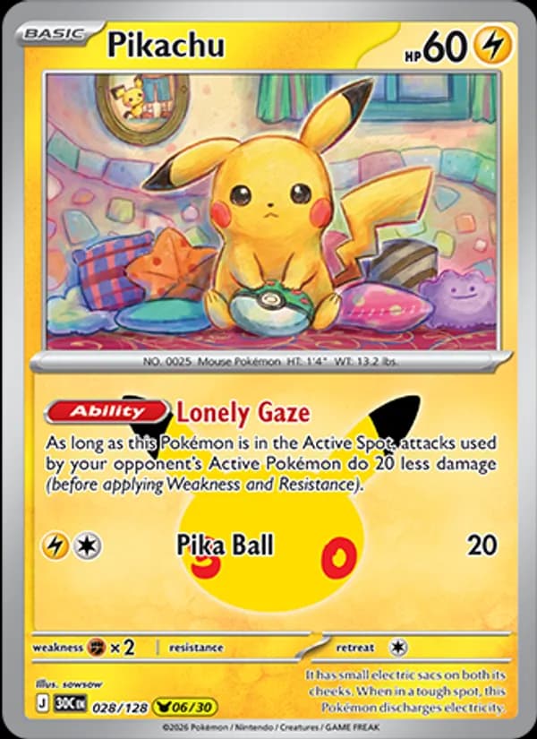 Pikachu 028/128, 30th Celebration