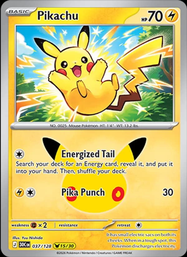 Pikachu 037/128, 30th Celebration