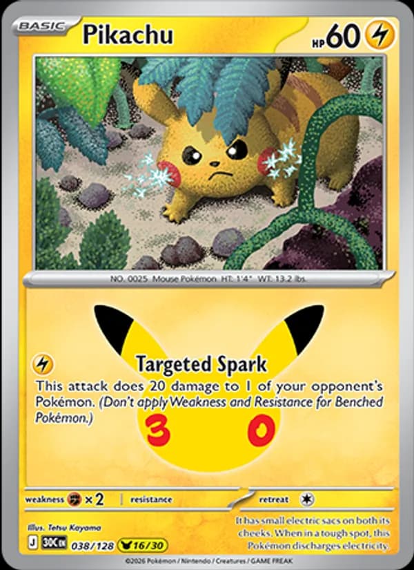 Pikachu 038/128, 30th Celebration