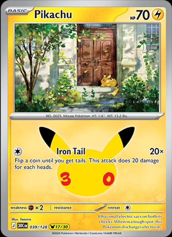 Pikachu 039/128, 30th Celebration