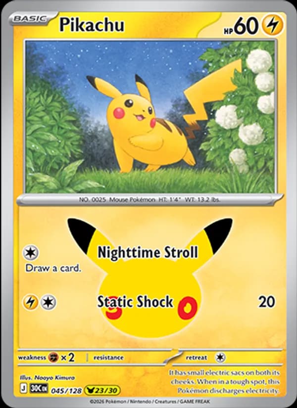 Pikachu 045/128, 30th Celebration