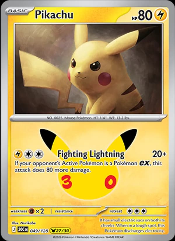 Pikachu 049/128, 30th Celebration