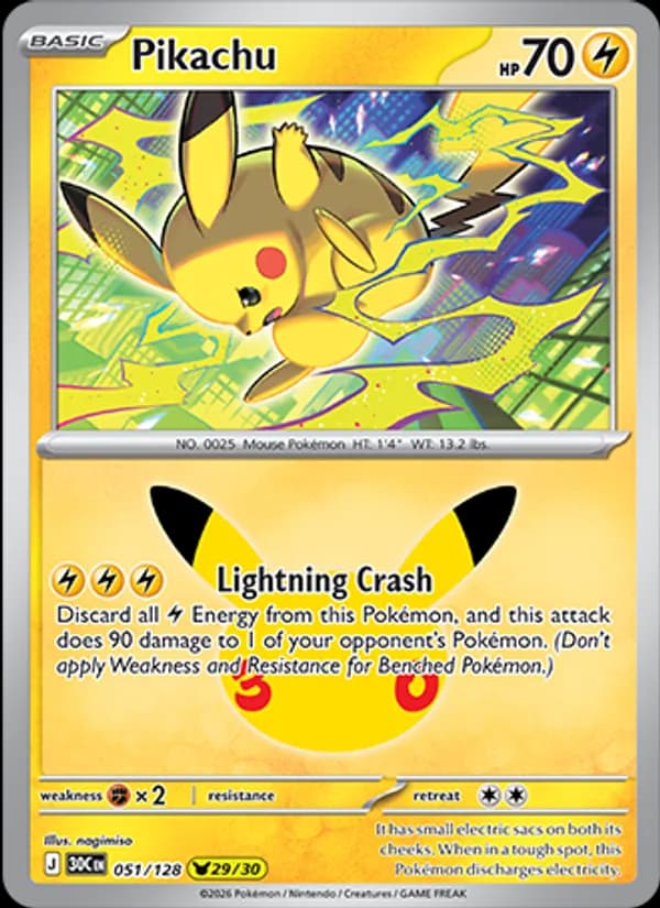 Pikachu 051/128, 30th Celebration