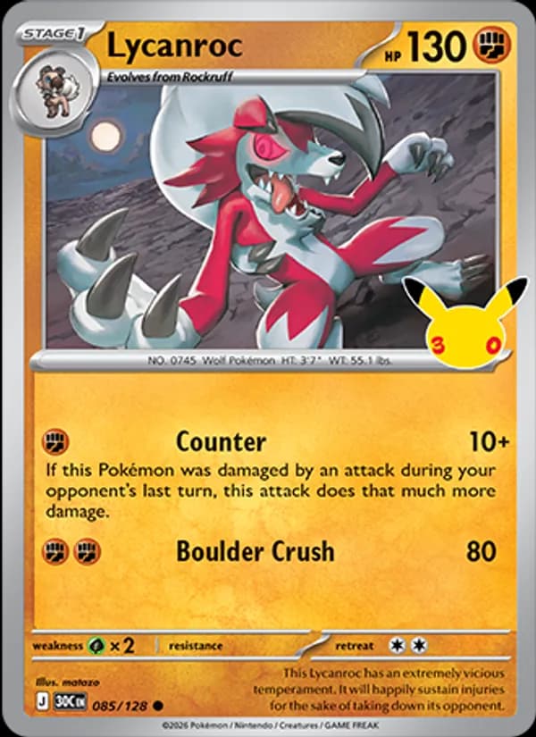 Lycanroc 085/128, 30th Celebration