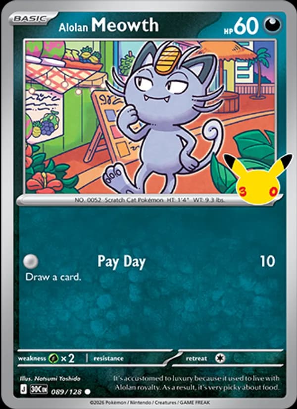 Alolan Meowth 089/128, 30th Celebration