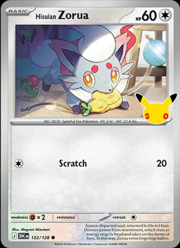 Hisuian Zorua 122/128, 30th Celebration