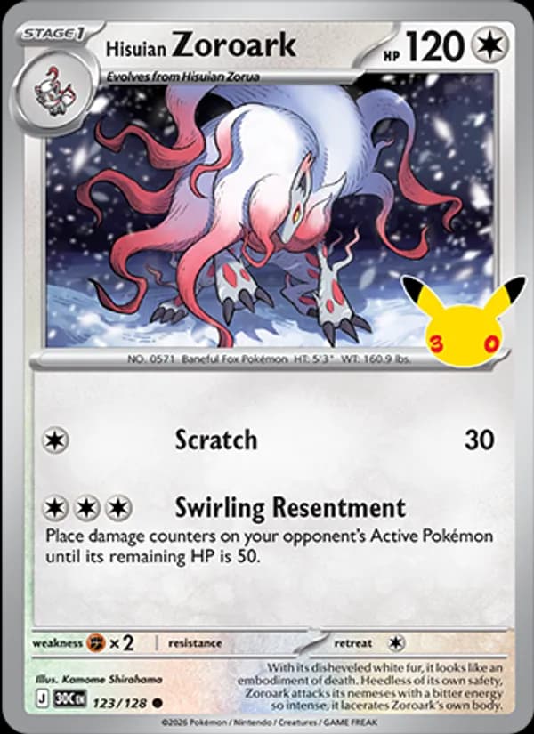 Hisuian Zoroark 123/128, 30th Celebration