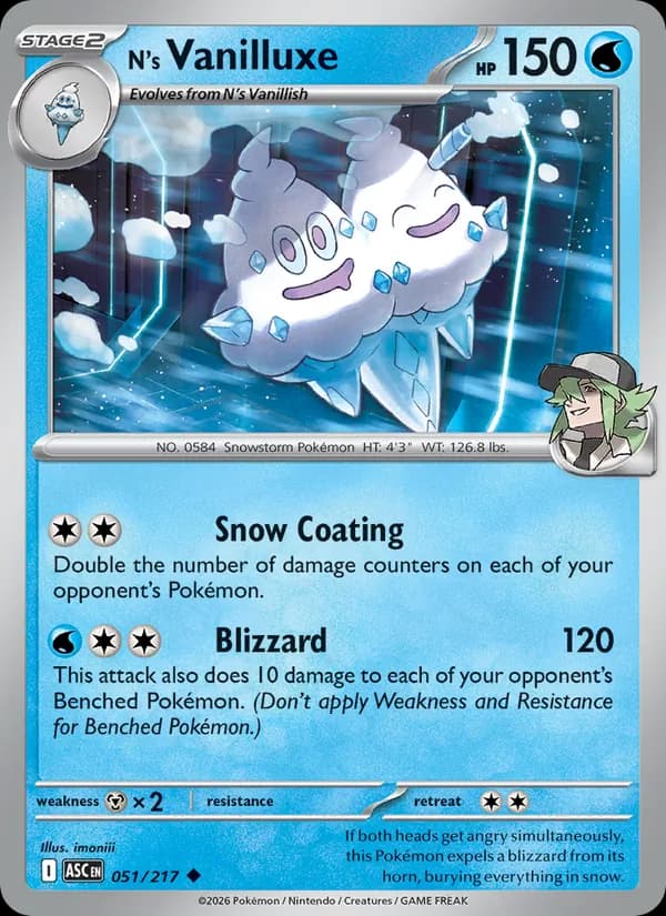 N's Vanilluxe 051/217, Ascended Heroes