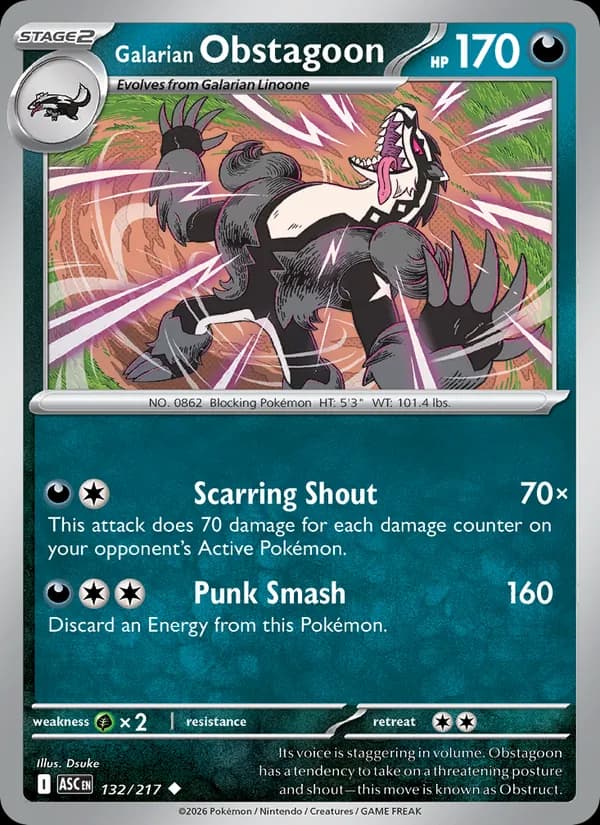 Galarian Obstagoon 132/217, Ascended Heroes