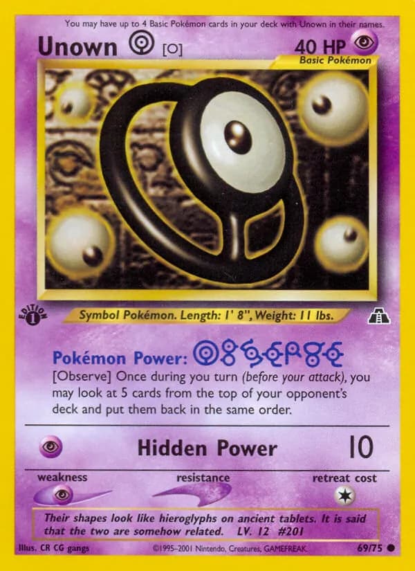 Unown [O] 69/75, Neo Discovery