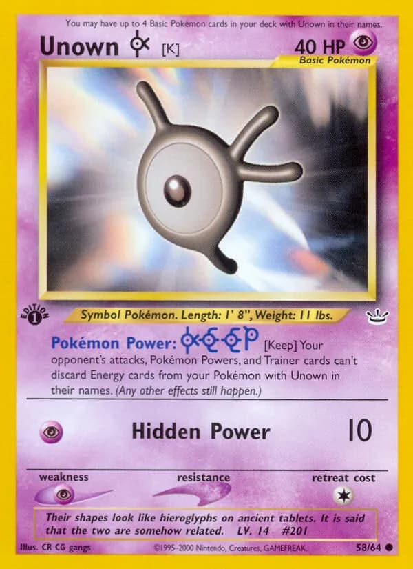 Unown [K] 58/64, Neo Revelation