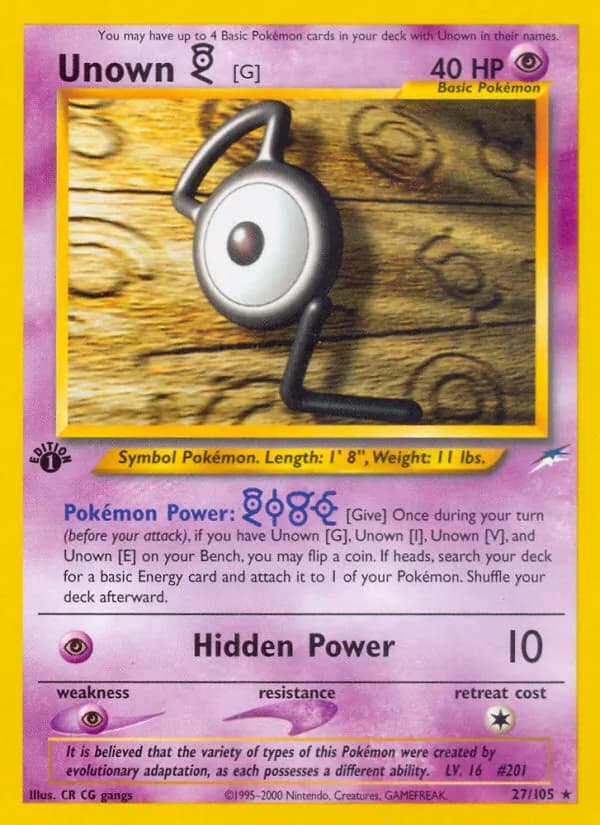 Unown [G] 27/105, Neo Destiny