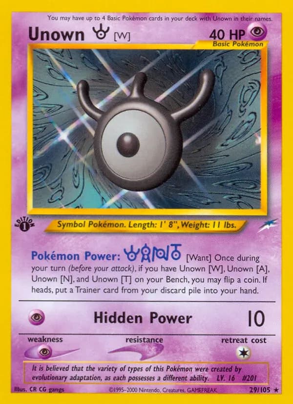 Unown [W] 29/105, Neo Destiny
