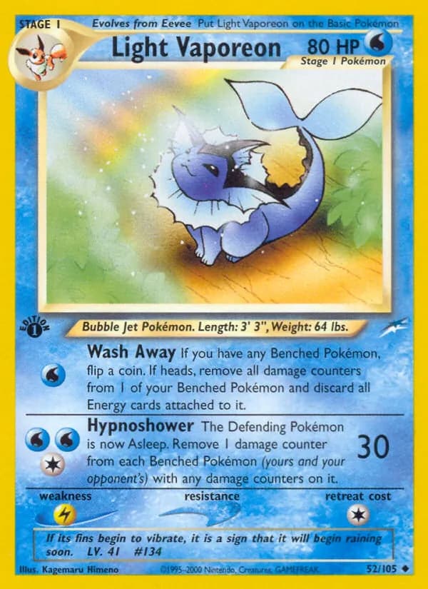 Light Vaporeon 52/105, Neo Destiny
