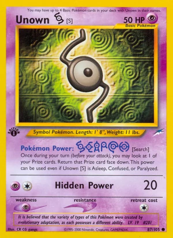 Unown [S] 87/105, Neo Destiny