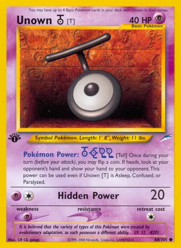 Unown [T] 88/105, Neo Destiny