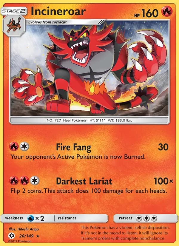 Incineroar 26/149, Sun & Moon
