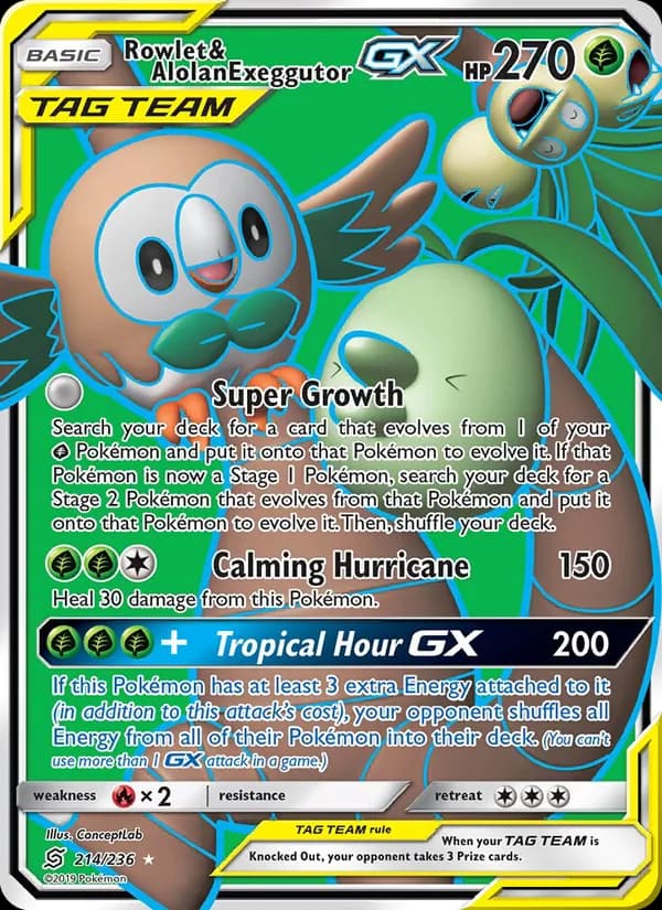 Rowlet & Alolan Exeggutor GX 214/236, Unified Minds