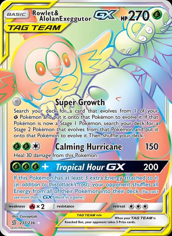 Rowlet & Alolan Exeggutor GX 237/236, Unified Minds