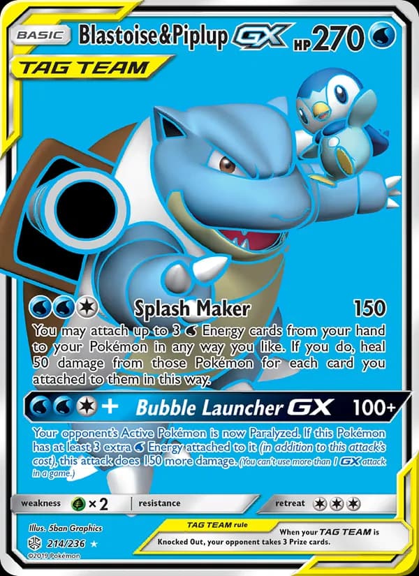 Blastoise & Piplup GX 214/236, Cosmic Eclipse