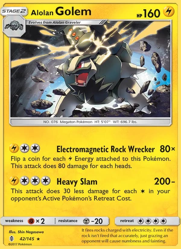 Alolan Golem 42/145, Guardians Rising