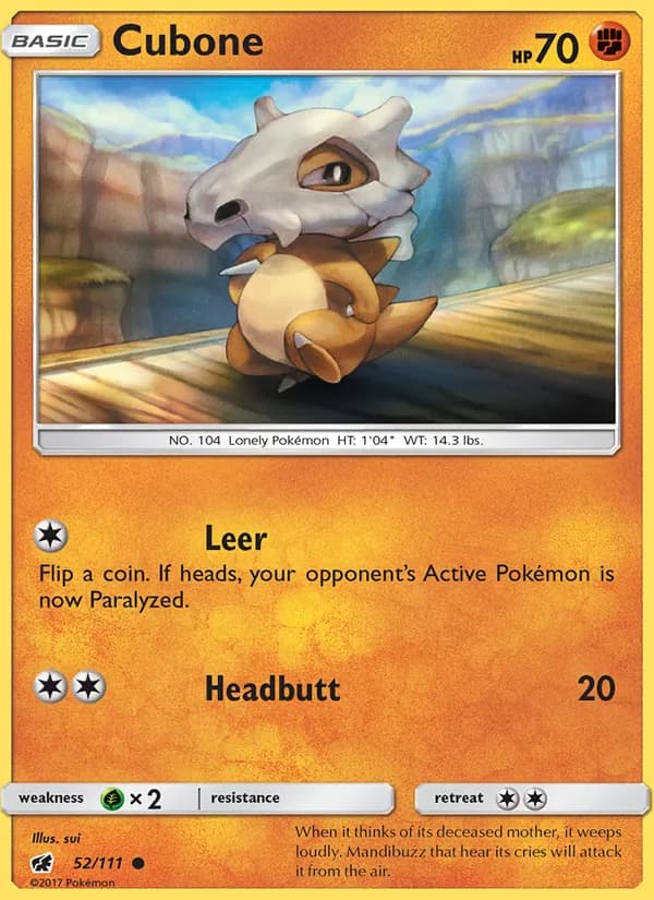 Cubone 52/111, Crimson Invasion