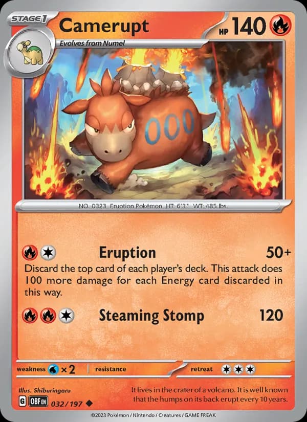 Camerupt 032/197, Obsidian Flames
