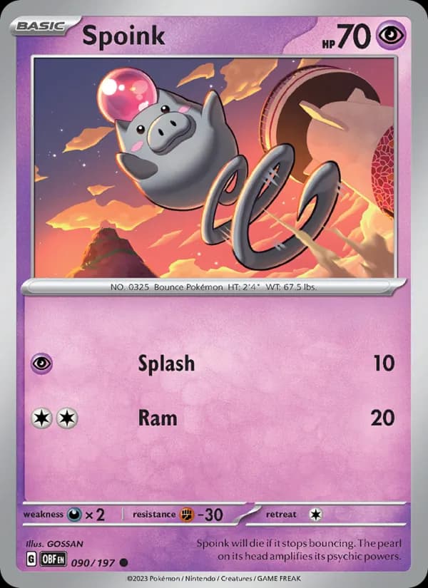 Spoink 090/197, Obsidian Flames