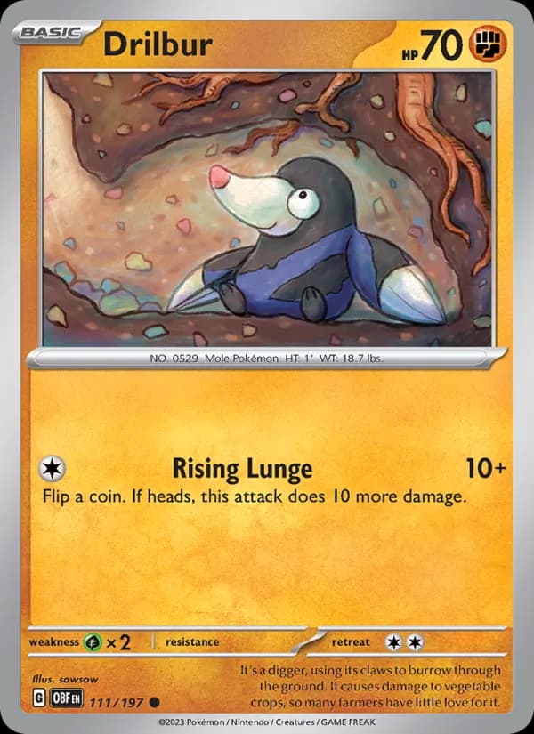 Drilbur 111/197, Obsidian Flames