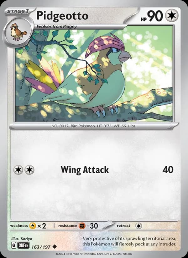 Pidgeotto 163/197, Obsidian Flames