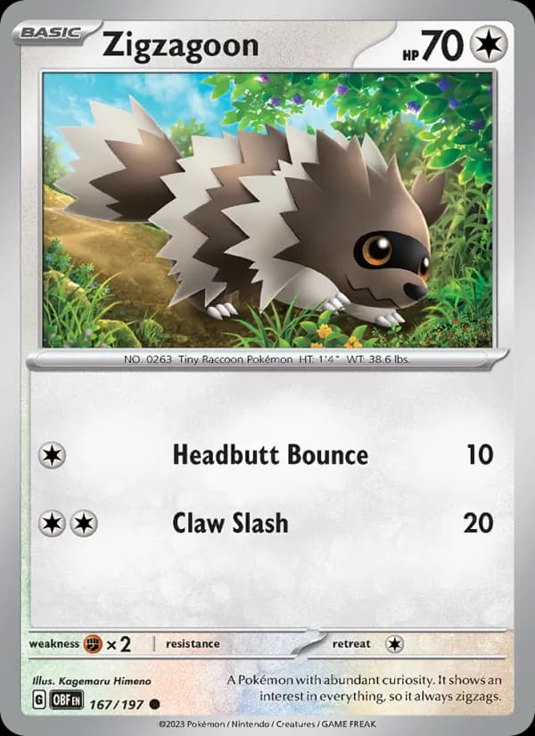 Zigzagoon 167/197, Obsidian Flames