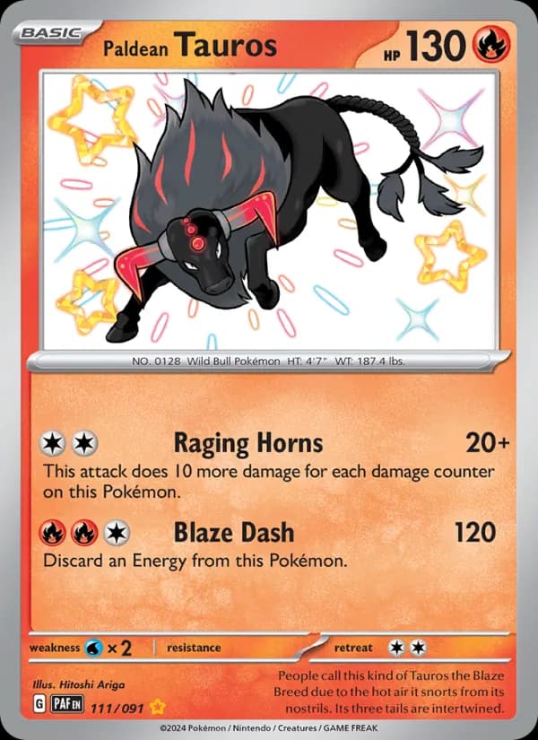 Paldean Tauros 111/91, Paldean Fates