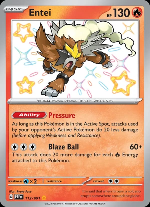 Entei 112/91, Paldean Fates