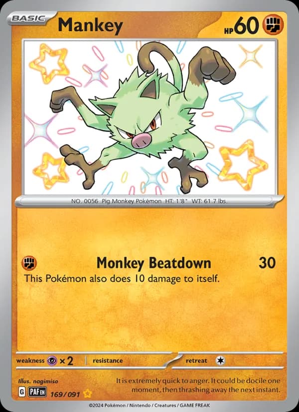 Mankey 169/91, Paldean Fates