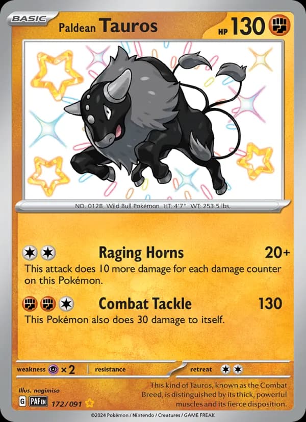 Paldean Tauros 172/91, Paldean Fates