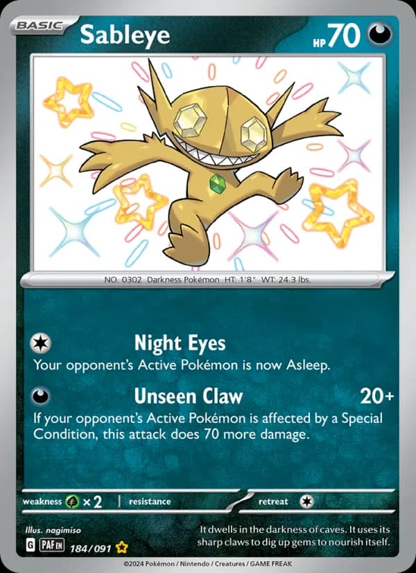 Sableye 184/91, Paldean Fates