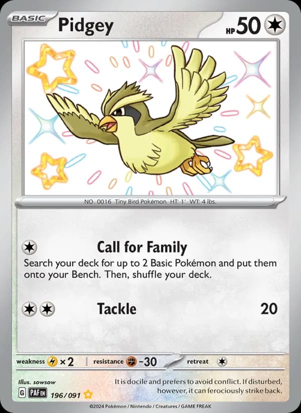 Pidgey 196/91, Paldean Fates